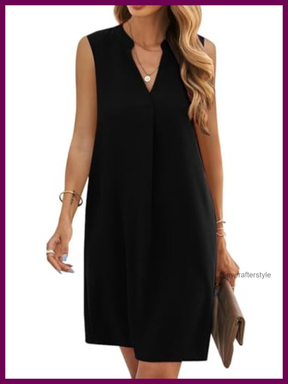 Sleeveless V-Neck Casual Shift Dress Knee Length
